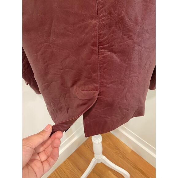Zadig & Voltaire Verys Creased Leather Jacket in Burgundy - Picture 11 of 14